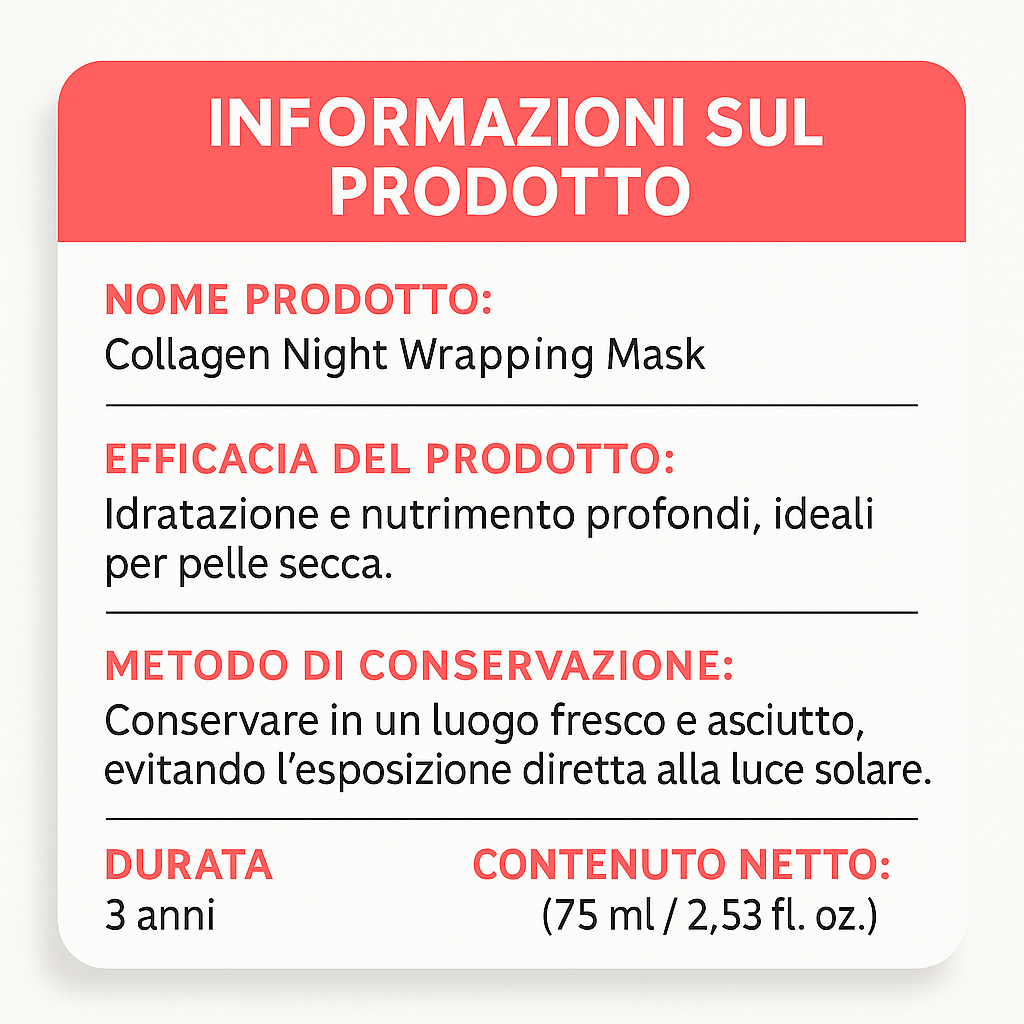 Maschera notte Idratante al Collagene K-Beauty