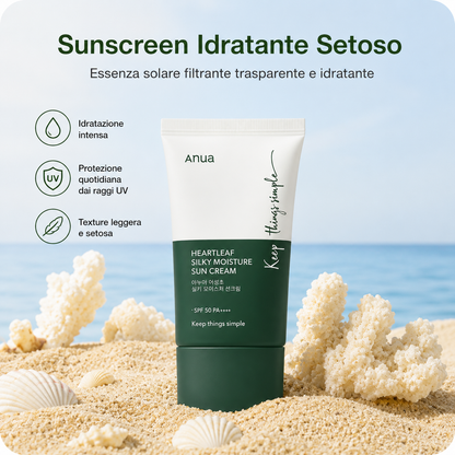 Anua - Heartleaf Silky Moisture Sun Cream™ SPF50+ PA ++++ Crema Solare