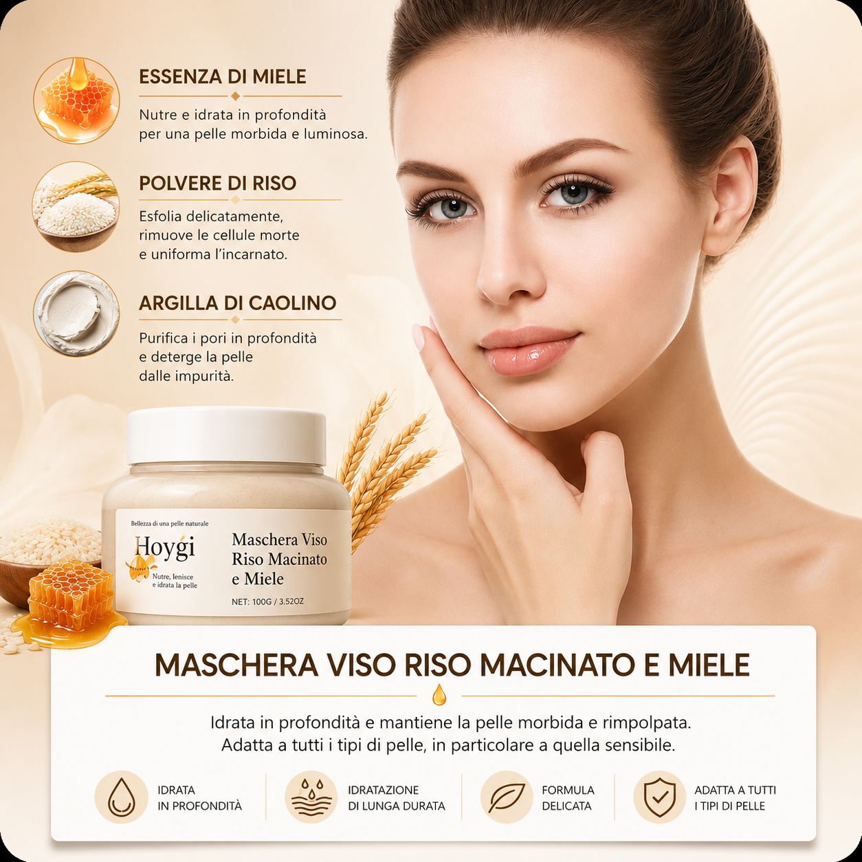 Hoygi - Maschera Viso Glow al Riso™