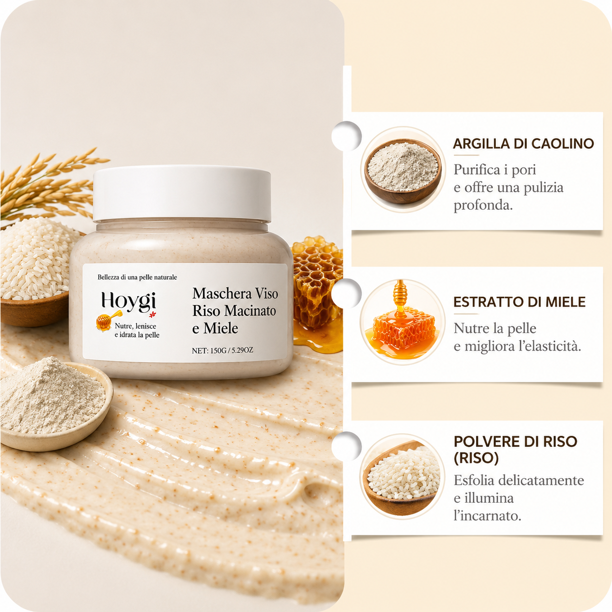 Hoygi - Maschera Viso Glow al Riso™