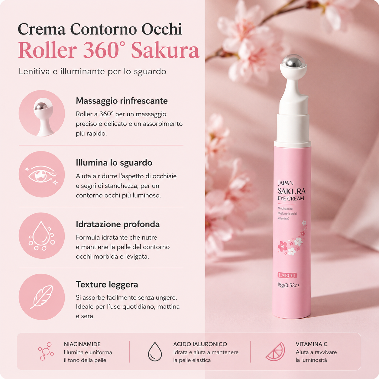 Laikou - Glass Eye Sakura™ Roll-On Contorno Occhi alla Sakura