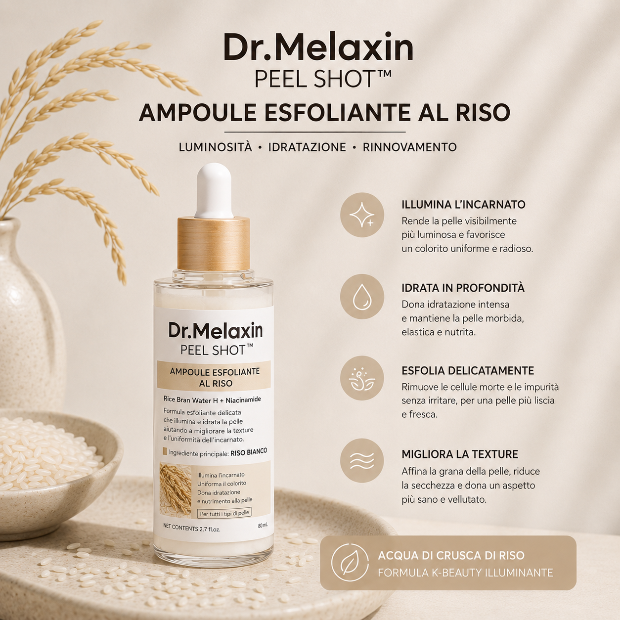 Dr. Melaxin Peel Shot™ – Moisturizing Rice Facial Essence