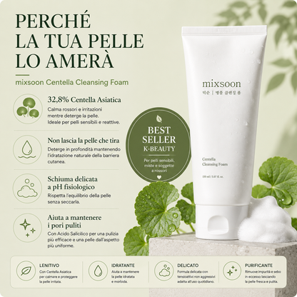 Mixsoon - Centella Cleansing Foam™ – Detergente Viso alla Centella
